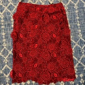 Marc Jacobs Red Floral Pencil Skirt